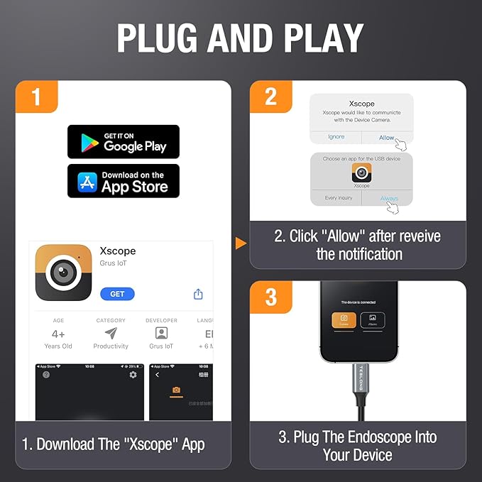 Dual Lens Endoscope with Light, Teslong USB-C Inspection Camera with 8+1 LED - Image 4