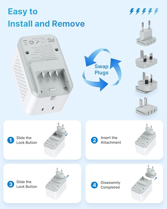 220V to 110V Voltage Converter US to Europe, VINTAR 2000W Detachable Power - Image 5