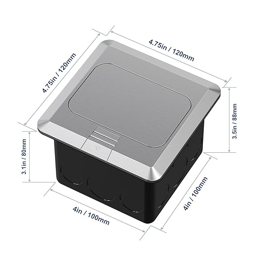 KYHSHJ Pop Up Floor Electrical Outlet Box Kit，20 Amp Stainless Steel TR - Image 4