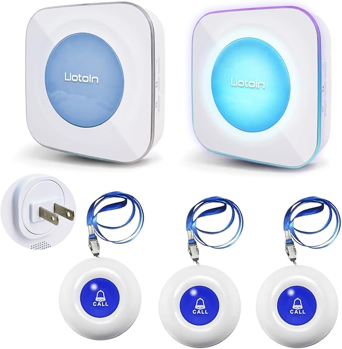 LIOTOIN Caregiver Pager Wireless Call Button Call Bell Emergency Button Call by Liotoin
