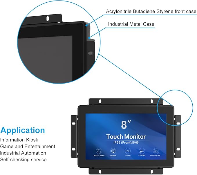 GreenTouch 8 Inch Open Frame 1024x600 HDMI PCAP Touch Monitors - Image 5