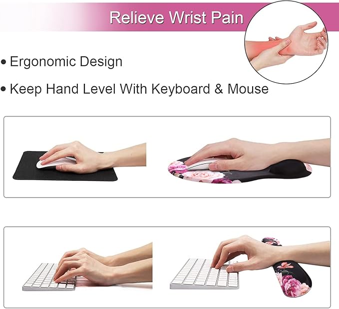 iLeadon Mouse Pad with Wrist Support Keyboard Wrist Rest Set, Ergonomic Mouse - Image 4