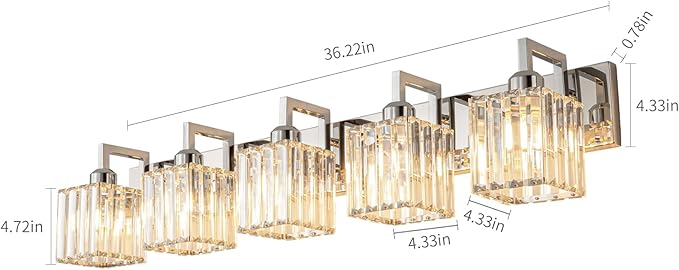 FDPBY Modern Bathroom Vanity Light 5-Lights Chrome Crystal Wall Lamp Bathroom - Image 3