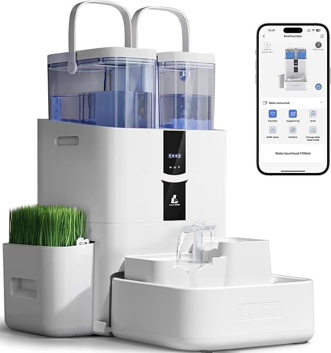 Automatic Cat Water Fountain 10L/338oz Self Filling and Cleaning, Pet Water by LALAHOME