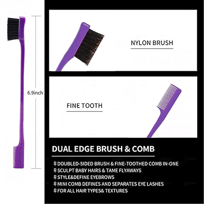 3 Pieces Hair Styling Comb Set Teasing Brush Rat Tail Comb Edge Brush - Image 2