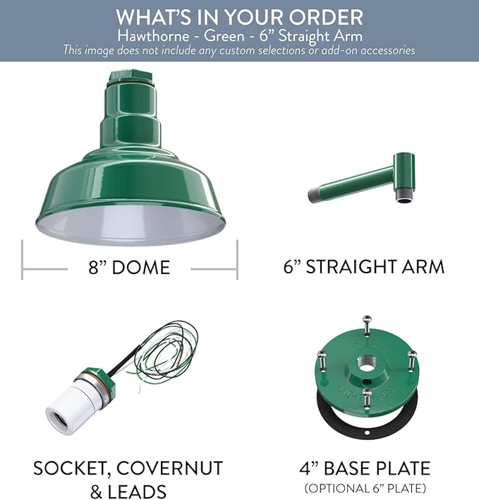 Steel Lighting Co. Hawthorne Barn Light | Outdoor Wall Mounted | 8 inch Dome | - Image 6