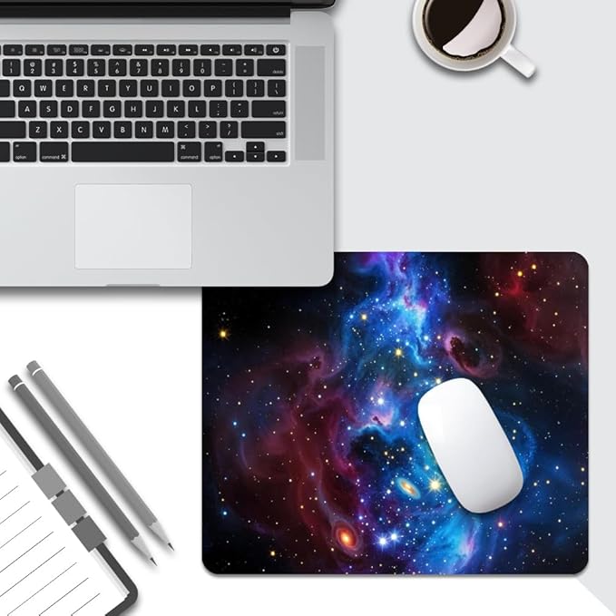 Shiny Blue Square Mouse pad, Waterproof, Anti Slip Rubber Base, Computer Mouse - Image 5