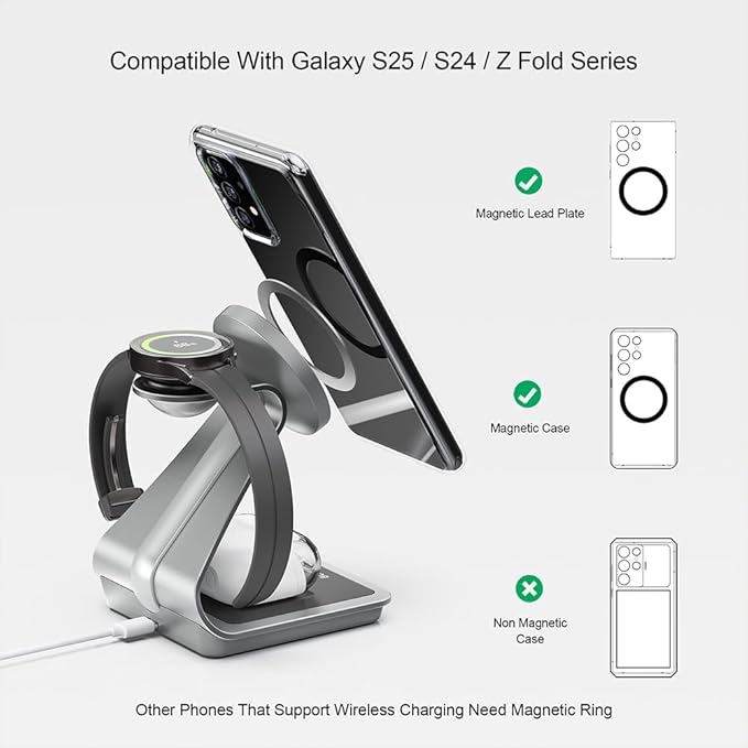 Bonola Wireless Charger for Samsung: Magnetic 3 in 1 Wireless Charging Station - Image 6