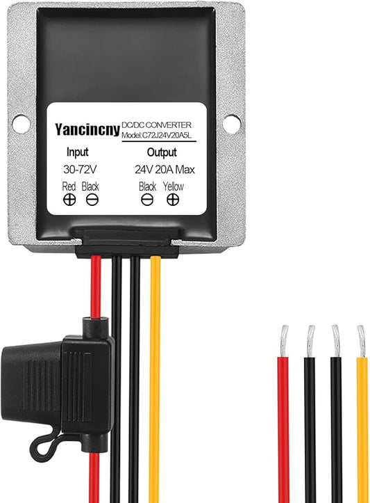 Yancincny 20A 480W 24V DC 36V/48V/60V/72V Step Down to 24V 20A 480W DC by Unknown