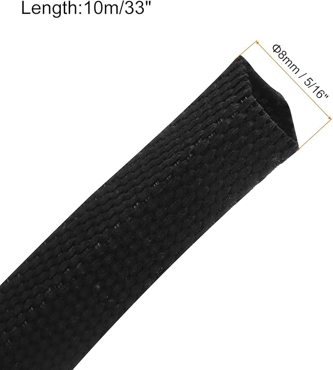 MECCANIXITY Braided Cable Sleeves Heat Shrinkable Fabric Sleeving, 5/16" 33ft - Image 2