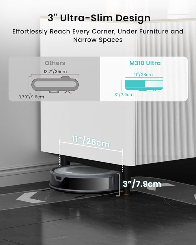 Lefant M310 Ultra Robot Vacuum and Mop, 6000Pa Suction-Slim Robotic Cleaner - Image 3