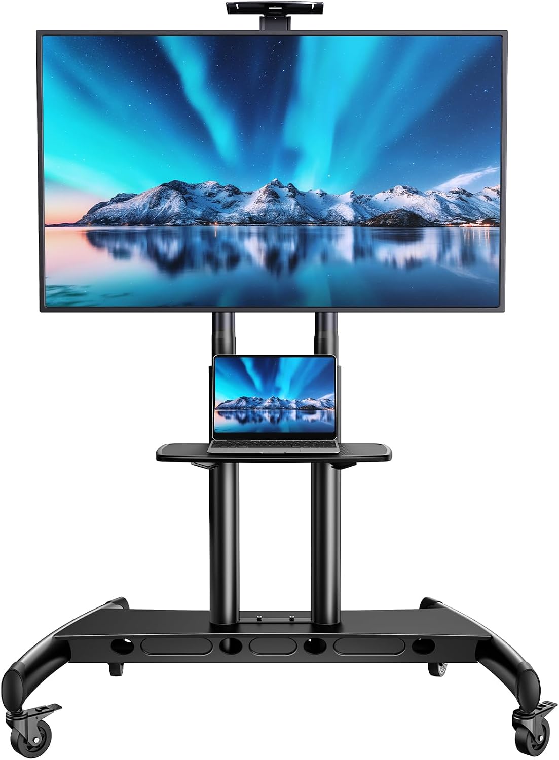 PERLESMITH Mobile TV Stand for 55-90 Inch Flat/Curved Screen TV Max VESA