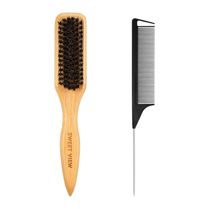 SWEET VIEW Boar Bristle Slick Back Hair Brush by SWEET+VIEW