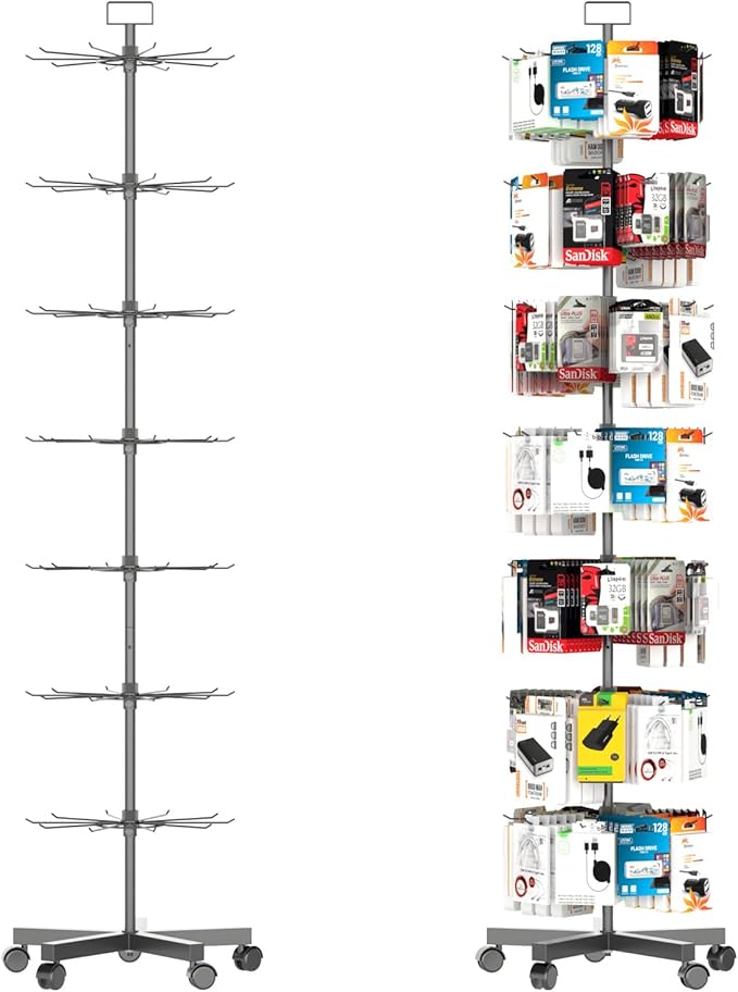 YEOOE Upgraded Retail Display Stand 7 Tier Spinning Display Stand, Movable Shop by YEOOE