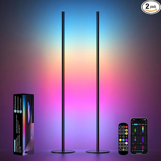 Corner Floor Lamp, RGB IC LED Corner Lamp, 16 Million DIY Color & Warm White by Eastfine