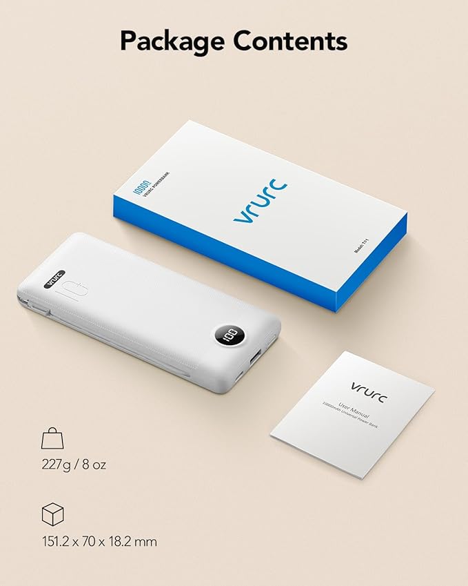 VRURC Portable Charger with Cables and Wall Plug | Power Bank with Cords | - Image 8