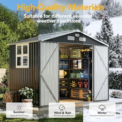 8x6ft outdoor storage shed, tool shed with sloping, package contents