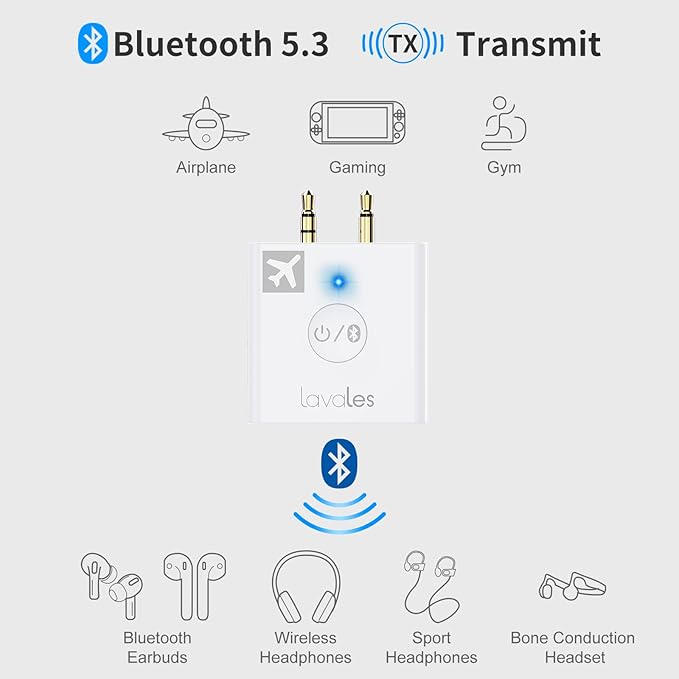 Bluetooth 5.3 Wireless Audio Transmitter, 3.5mm Jack, 32 Hours Battery Life - Image 6