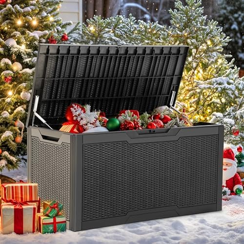 yitahome 100 gallon outdoor storage box shown in use