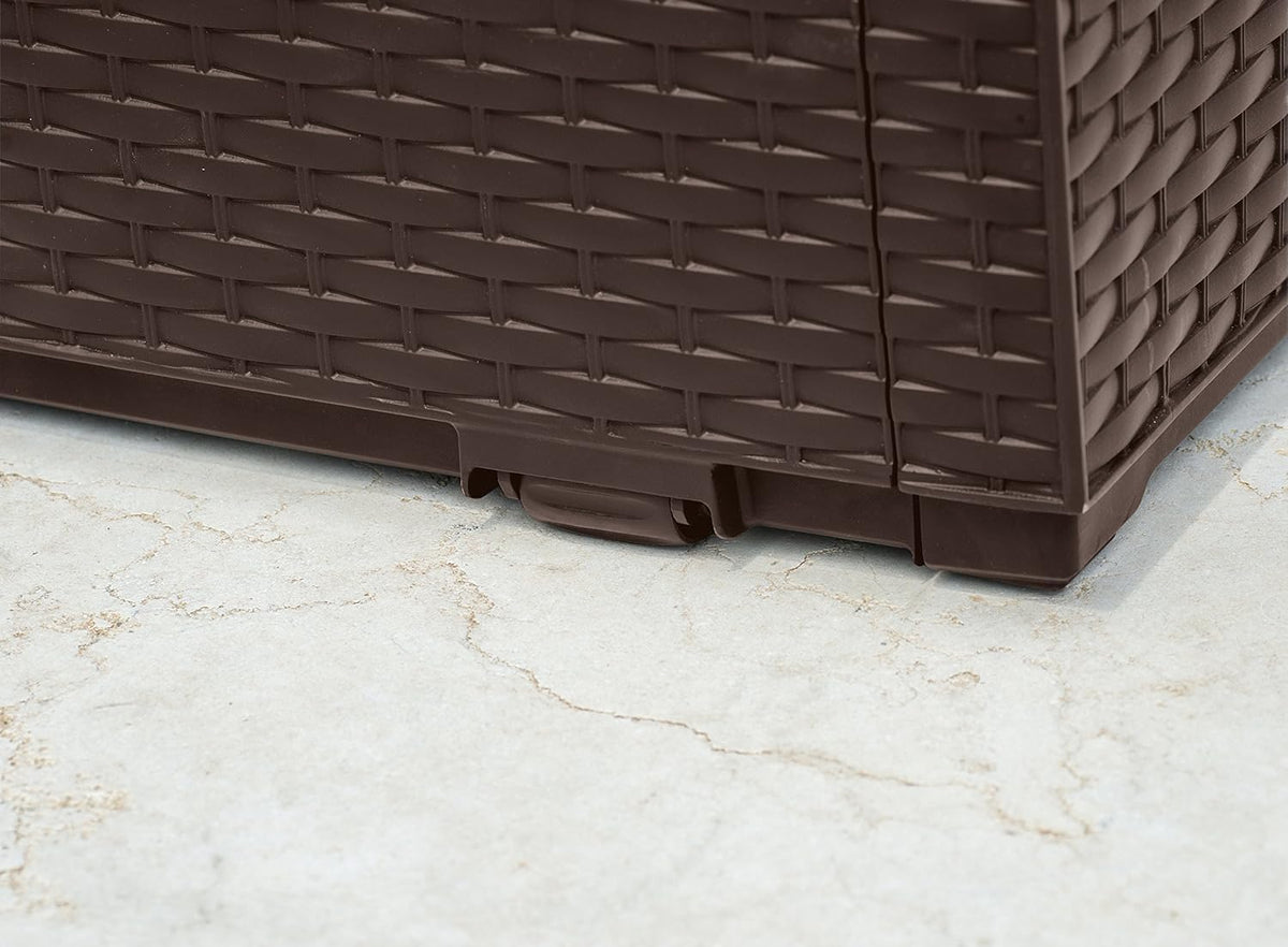 keter capri – outdoor storage chest, capacity 305l showing dimensions