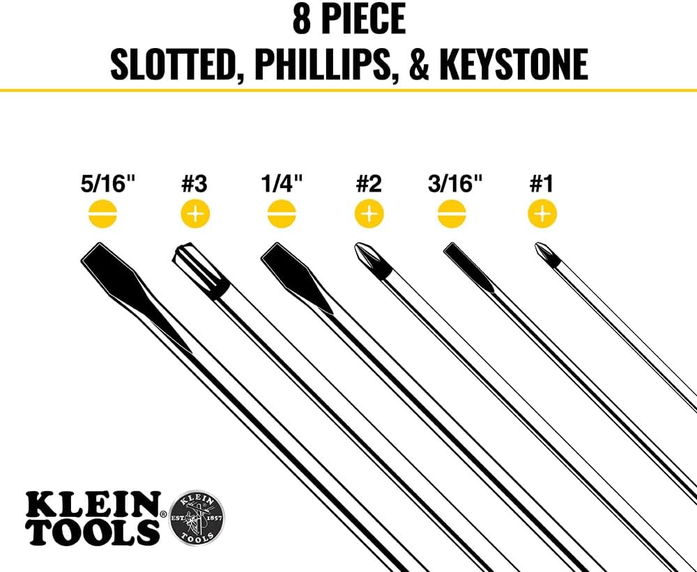 Klein Tools 85148 9-Piece Screwdriver Set with Magnetizer/Demagnetizer and Klein Tools 85617 8-Piece Mini Precision Screwdriver Set