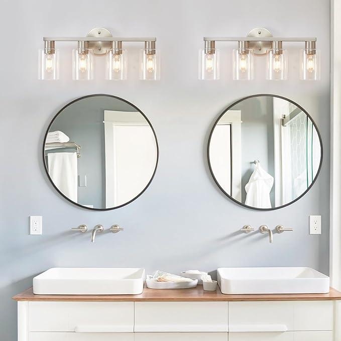 4 Light Bathroom Vanity Light, Brushed Nickel 4-Light Bathroom Light Fixtures - Image 6