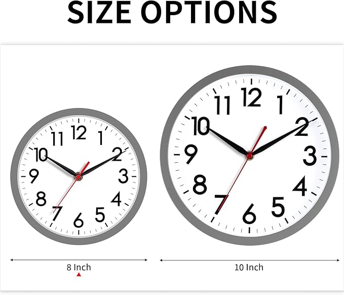 AKCISOT Wall Clock 8 Inch Silent Non-Ticking Modern Clocks Battery Operated - Image 3