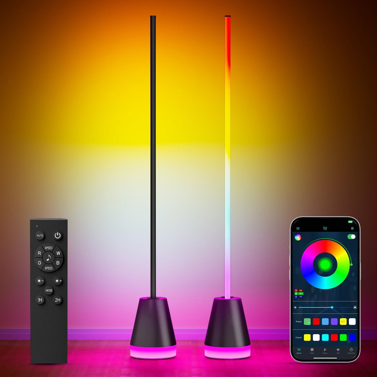 Keepsmile Smart RGB LED Corner Floor Lamp, Bright Tall Standing Lamps