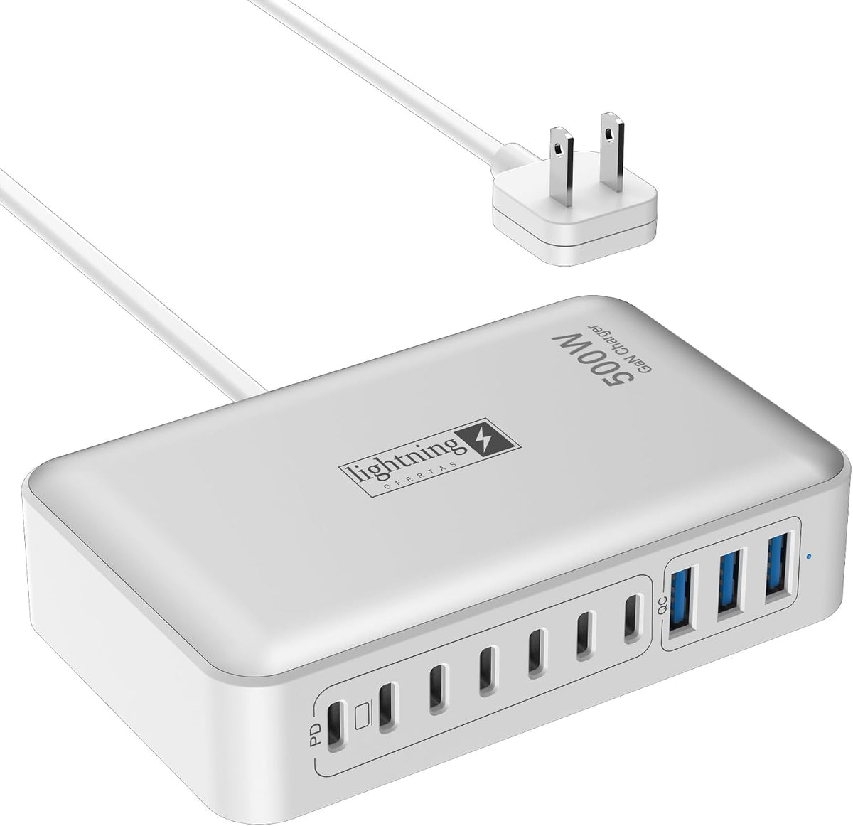 Charging Station for Multiple Devices 500W, 10 Ports Charging Blocks for