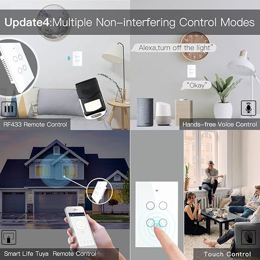 MOES 2.4GHz WiFi Wall Touch Smart Switch Neutral Wire Required, 3 Way - Image 4