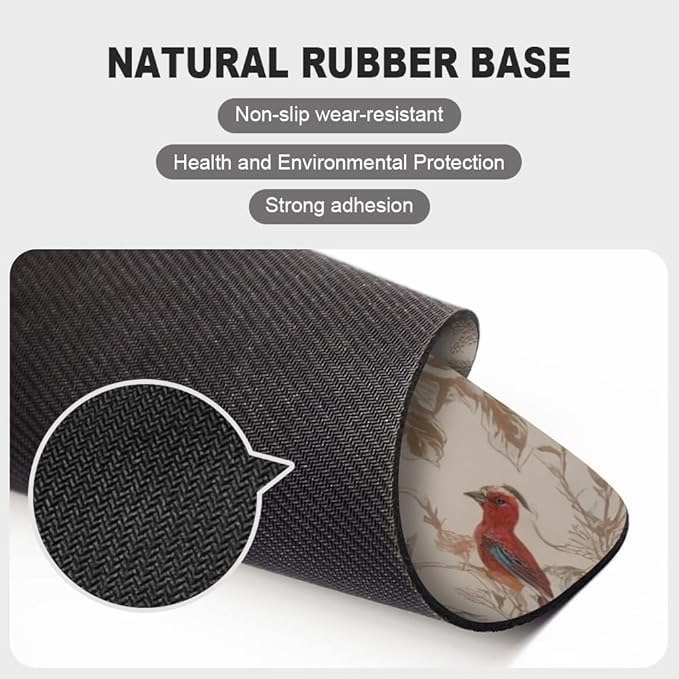 Beige Garden Neutral Floral Square Mouse pad, Waterproof, Anti Slip Rubber Base - Image 4