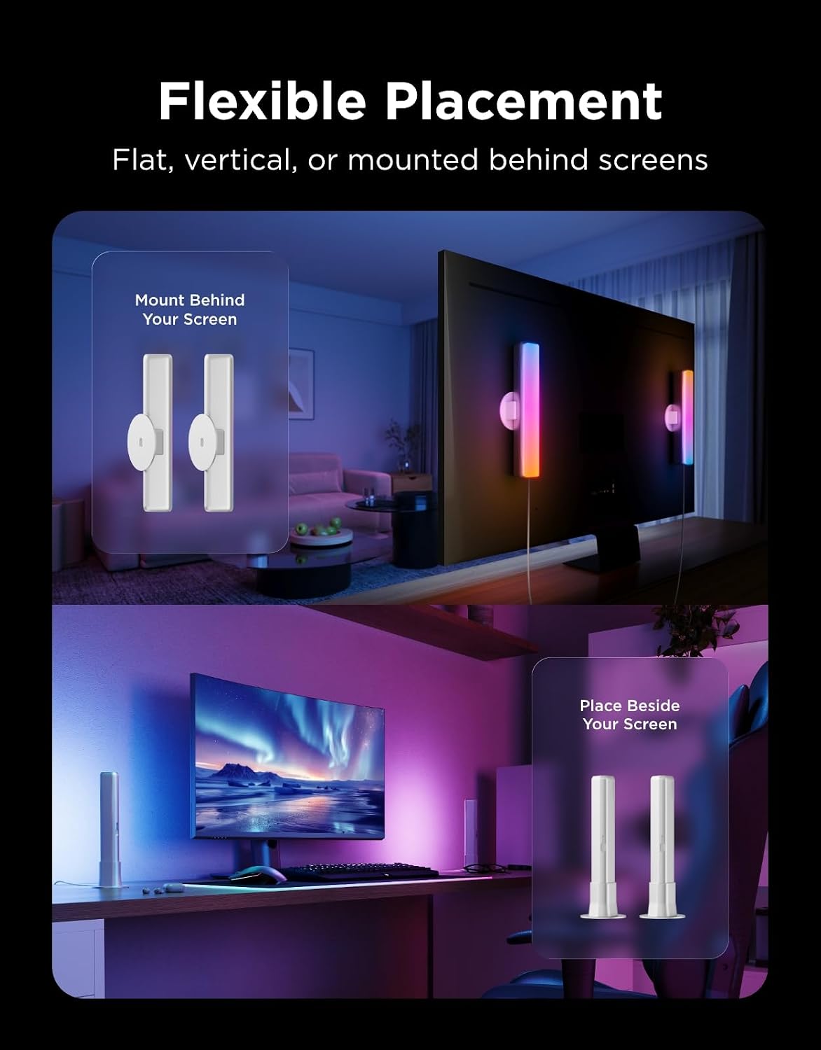 Govee Smart Light Bar, RGBICWW TV Lights for Living Room, Gaming, Silver | Compatible with SmartThings, Matter, Alexa, LED Light Bar with Scene and Music Modes for Living Room, Gaming, PC, App Control
