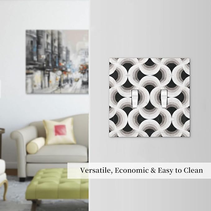 Bvtewkhz Black/White Art Marble 2 Gang Double Toggle Decorative Light Switch - Image 6