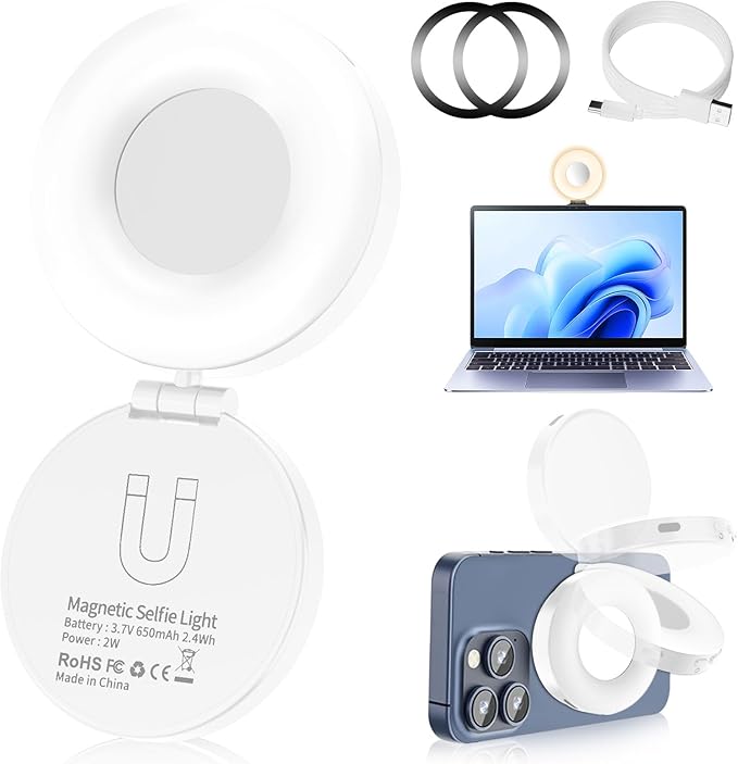 Selfie Light, Selfie Light for iPhone, Portable Phone Ring Light for Video by AiknowFoto