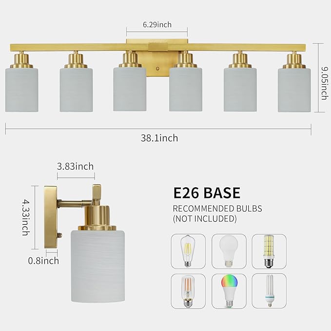 DIKAIDA 6 Light Gold Bathroom Vanity Light - Image 3