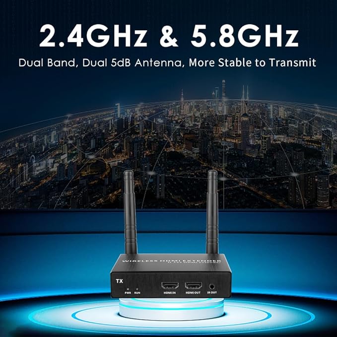 EXVIST Wireless HDMI Extender Transmitter and Receiver W/HDMI Loop-Out - Image 3