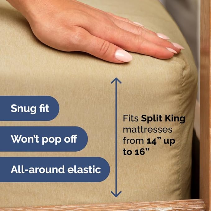 Split Head King Sheet Set – 4 Piece Flex Split Top King Sheets - Image 5