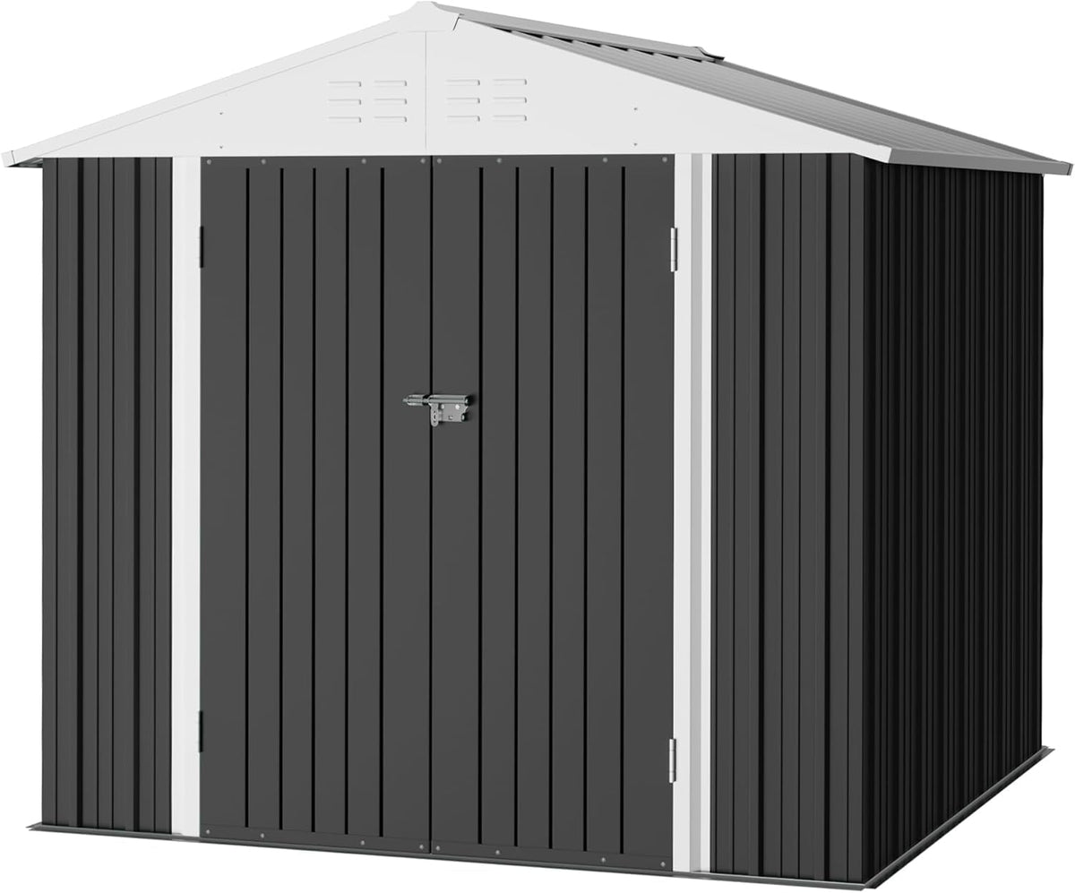 furniwell 6x8 ft outdoor storage shed, metal garden, main product view