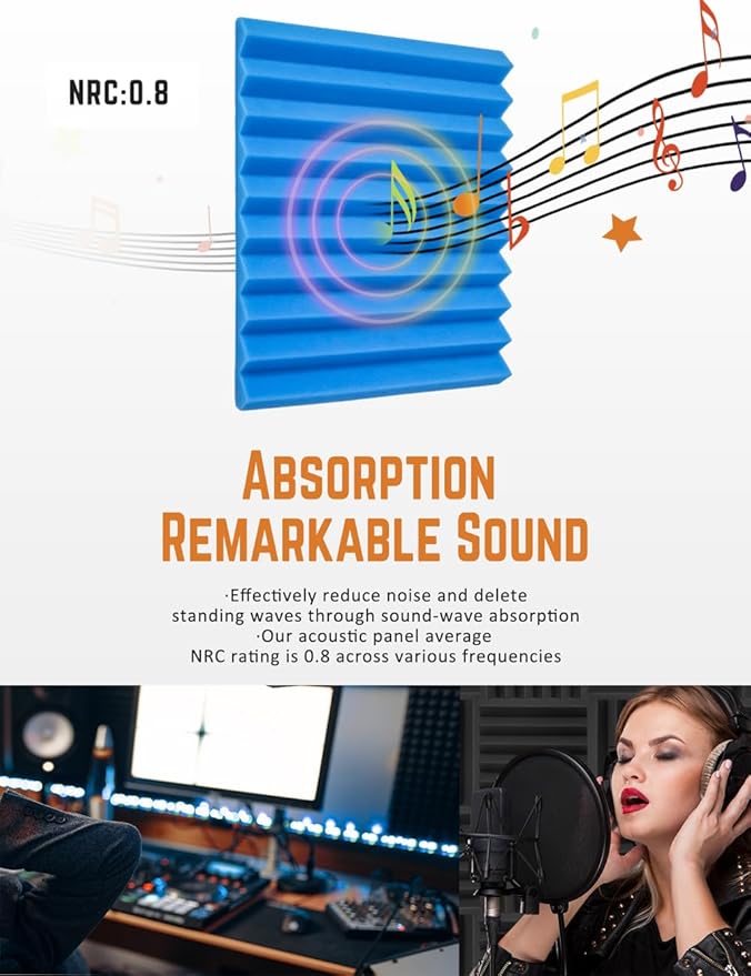 Sound Proof Foam Panels for Wall 48 Pack Acoustic Panels Sound Absorbing 1" X - Image 3