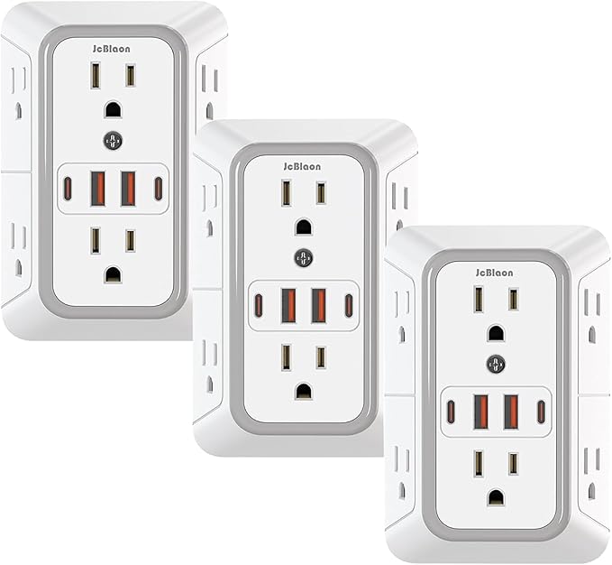 3 Pack Surge Protector Outlet Extender, 6 Outlet Splitter by JcBlaon