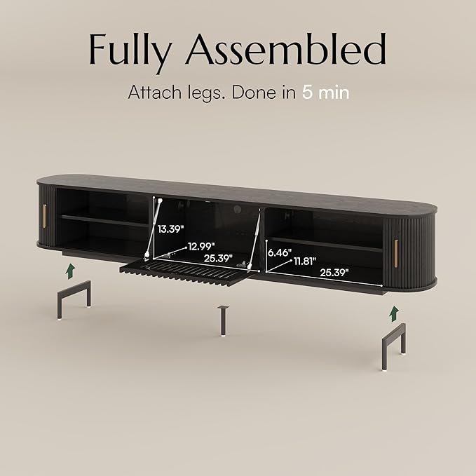 POVISON Fully-Assembled Mid Century Modern TV Stand - Image 2
