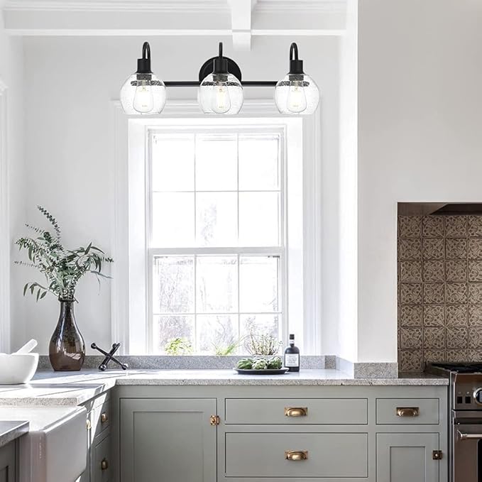 WINSHEN Modern 3-Lights Black Vanity Light Fixtures Farmhouse Metal Bathroom - Image 6