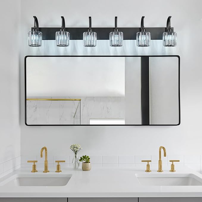 FDPBY 6-Light Crystal Vanity Light, 51.18" Long Over Mirror Lighting - Image 2