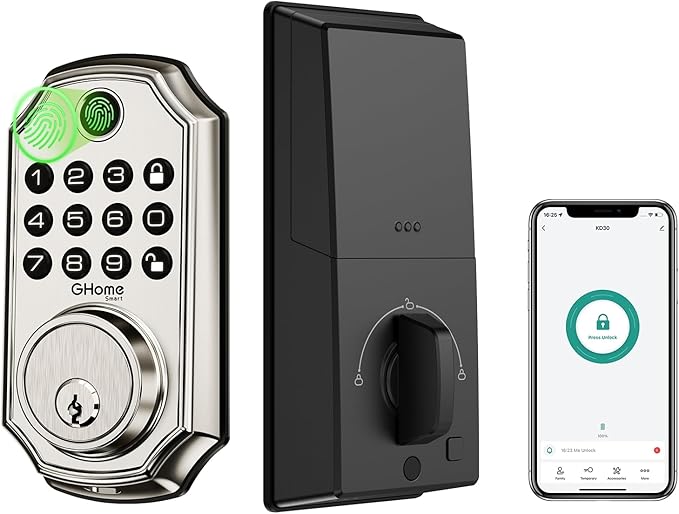 GHome Smart Door Lock KD30, Fingerprint Smart Deadbolt by GhomeSmart