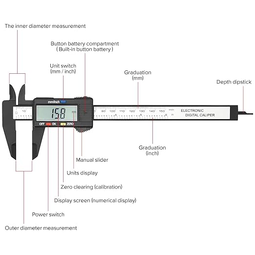 Electronic Digital Caliper, Plastic Vernier Caliper, Caliper Measuring Tool - Image 6