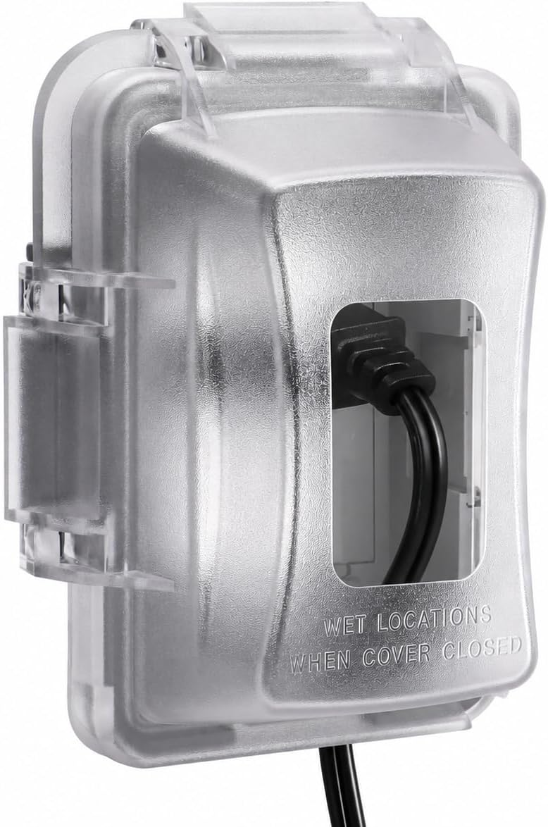 XNHTAI 1-Gang In-Use Weatherproof Outlet Cover, Outdoor Electrical Outlet Cover for Exterior Use, Horizontal or Vertical, Fits Duplex, Decorator and Toggle Switch, Clear