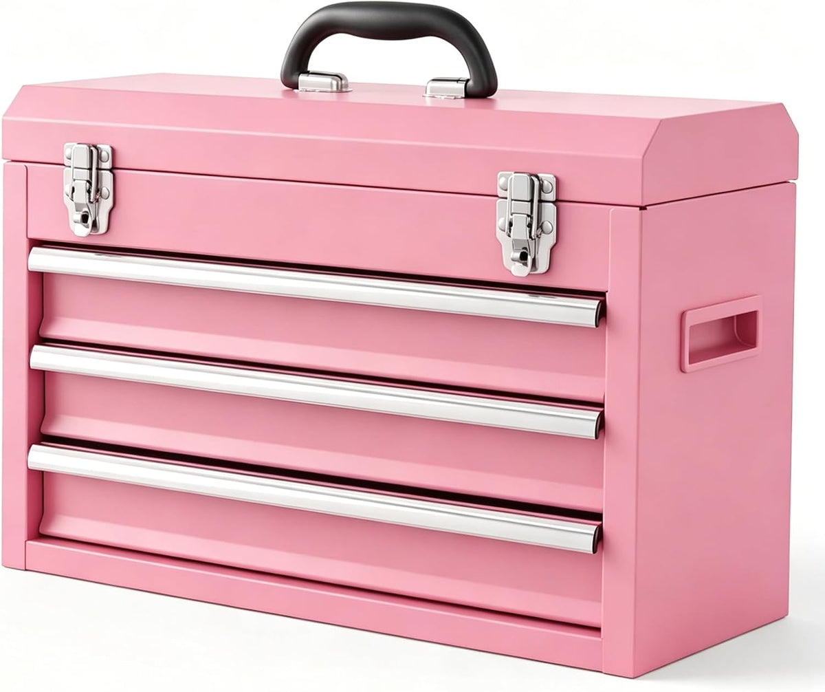 portable metal tool box, 3 drawer steel tool, main product view