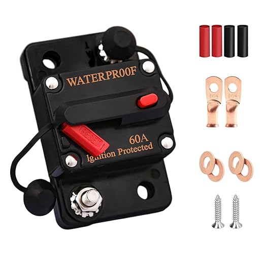 60 Amp Circuit Breaker with 6 AWG 1/4" Ring Terminal by JOYPXF