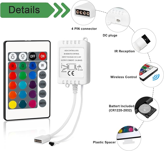 Taoellen RGB LED Light Strip Remote Controller, Dimmer - Image 5