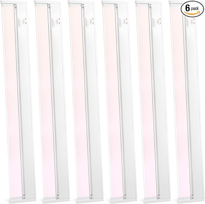 24" 6Pack Hardwired Under Cabinet LED Light Plug in, 16W 1200LM, Rotatable 45° by HOME